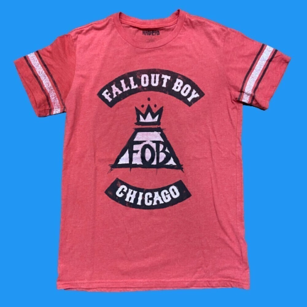 Manhead Fall Out Boy Chicago Red Black T-Shirts Men's Size Small